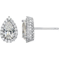 Pear-Shaped Moissanite Earrings in Rhodium Plated Sterling Silver — Elegant Gift-Ready Jewelry