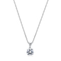 Moissanite Solitaire Pendant Necklace 2 Carats in Rhodium Silver for Women