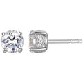 Moissanite Stud Earrings in Rhodium Silver - 2 Carat Diamond Equiv, Gift Box