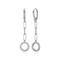 Sterling Silver Cubic Zirconia Circle Paperclip Earrings - Hypoallergenic, 2 Inch Length