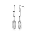 Sterling Silver Cubic Zirconia Oval Paperclip Earrings - Hypoallergenic, Gift Ready