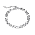 Sterling Silver Double Chain Paperclip Bracelet - Hypoallergenic, Adjustable Length