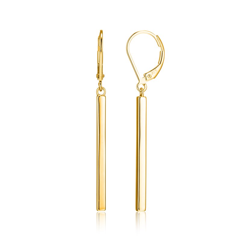 Gold Over Sterling Silver Vertical Bar Earrings for Women - Minimalist Jewelry
