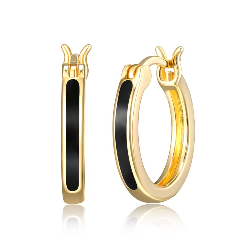 Gold Over Silver Hoop Earrings with CZ for Women - Elegant Jewelry Gift