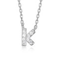 Women's Initial Letter CZ Necklace in Sterling Silver - 18 Inch