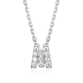 Women's Initial Letter CZ Necklace in Sterling Silver - 18 Inch Pendant