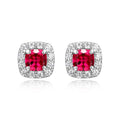 Women’s Platinum Over Sterling Silver Created Ruby CZ Stud Earrings