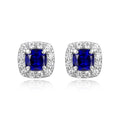 Women's Platinum Over Sterling Silver Created Sapphire CZ Stud Earrings