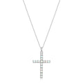 Women's Platinum Over Sterling Silver Turquoise Cross Necklace - Adjustable Chain