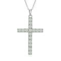Genuine Jade Cross Necklace in Platinum Over Sterling Silver - Women's Jewelry