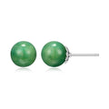 Genuine Jade Stud Earrings in Platinum Over Sterling Silver - Women's Jewelry