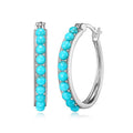 Women's Platinum Over Silver Hoop Earrings with Turquoise & Opal Variations