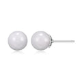 Women's Sterling Silver Jade Stud Earrings in Platinum Finish - Multiple Colors