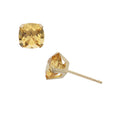 2 Carat Citrine Gold Stud Earrings 10K Yellow Gold Cushion Cut Jewelry