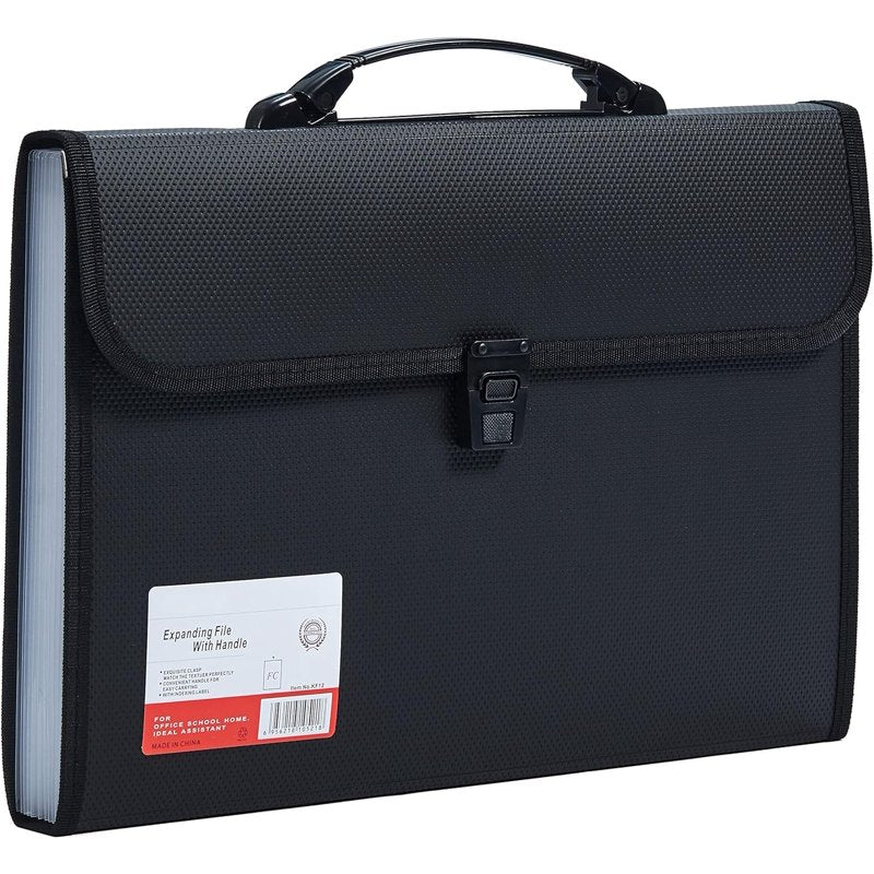 Fostbeen Legal Size 13-Pocket Accordion File Organizer - Expanding File Folder with Handle (Variation: Black-2)