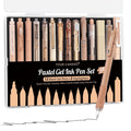 Four Candies Brown Gel Pen Set 14Pack with 12 Black Gel Pens, 2 Highlighters & 0.5mm Fine Point