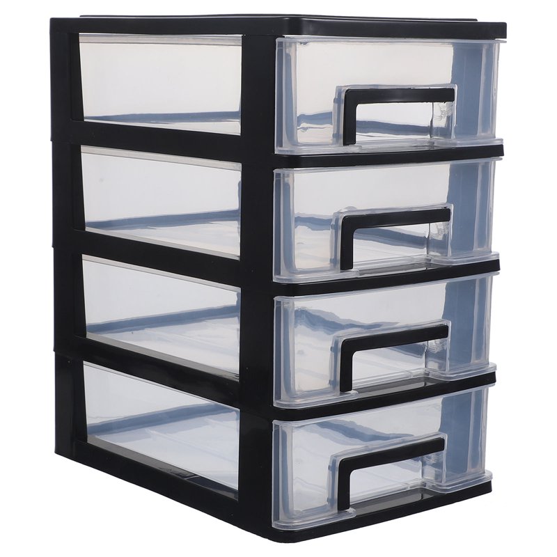 Plastic Drawer Storage Cabinet for Office and Closet Organization - Black & Transparent