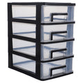 Plastic Drawer Storage Cabinet for Office and Closet Organization - Black & Transparent