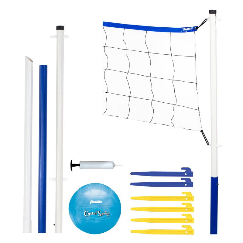 Portable Outdoor Volleyball Pole Set with Net, Court Marking, 20ft x 18in