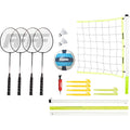 Outdoor Badminton and Volleyball Combo Set - Adjustable Net, 4 Rackets, Volleyball