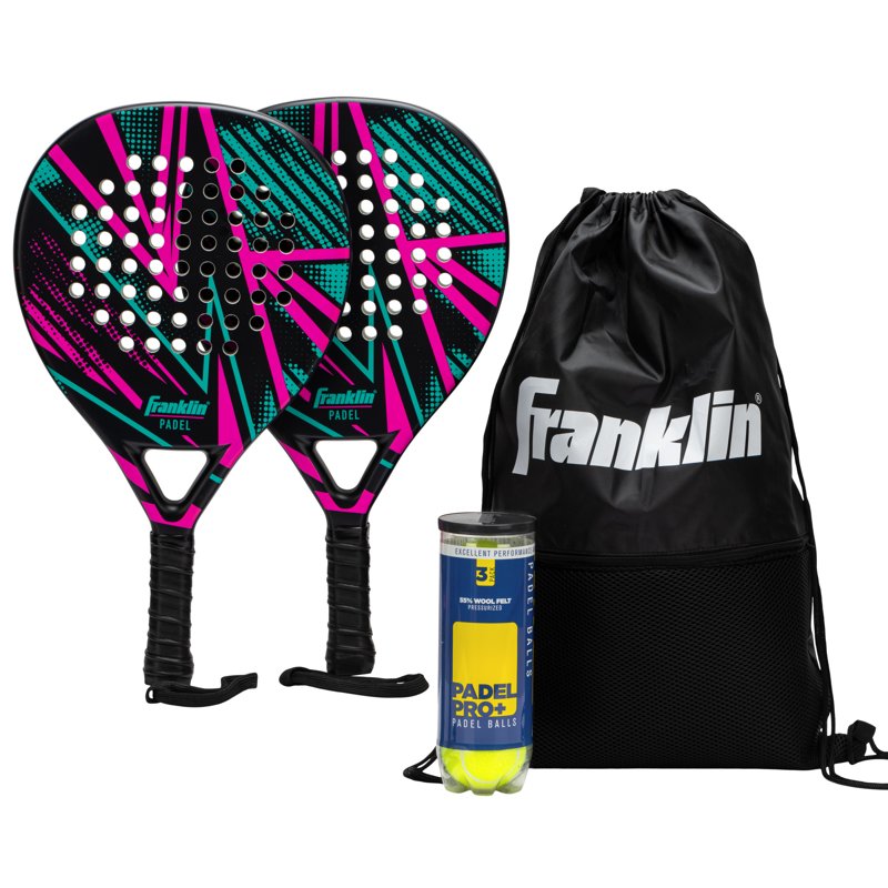 Padel Racket Set with 2 Fiberglass Rackets, Balls & Carrying Case