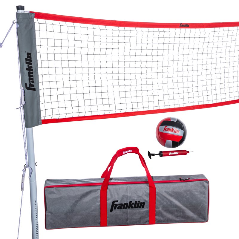 Outdoor Volleyball Set with Net, Pole, Ball, Pump & Carry Bag - Family Yard Game