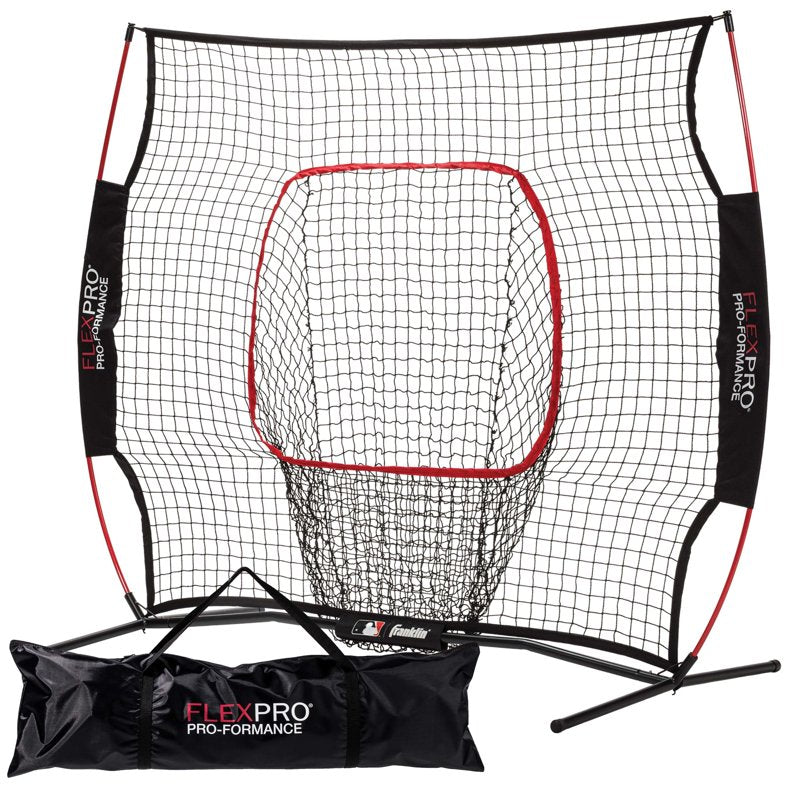 Baseball & Softball Practice Net with Pitching Target 7x7 ft - All Weather Training Equipment