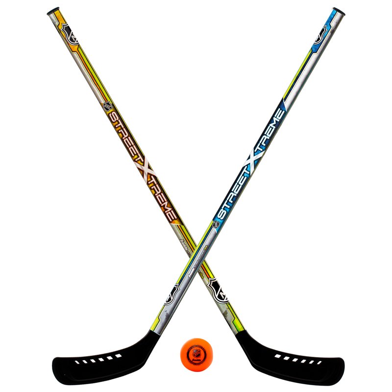 Kids Street Hockey Set with 2 Sticks & Puck - Beginner Outdoor Hockey Kit