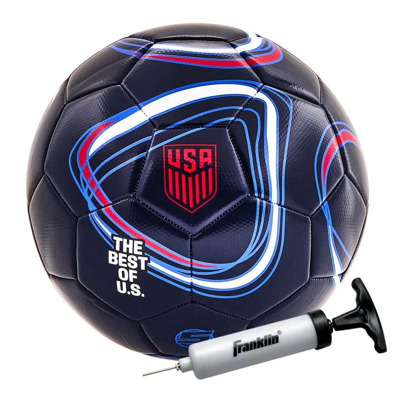 USSF Soccer Ball Size 5 with Pump - Official Franklin Navy Premium Ball for Matches & Training - Variation 5