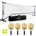 Portable Pickleball Net Set with 4 Paddles and Balls – Official Size & All-Weather Durable