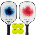 Blue/Green Franklin Pilot Paddleball Set - 2 Paddles + 4 USAPA-Approved X-40 Balls