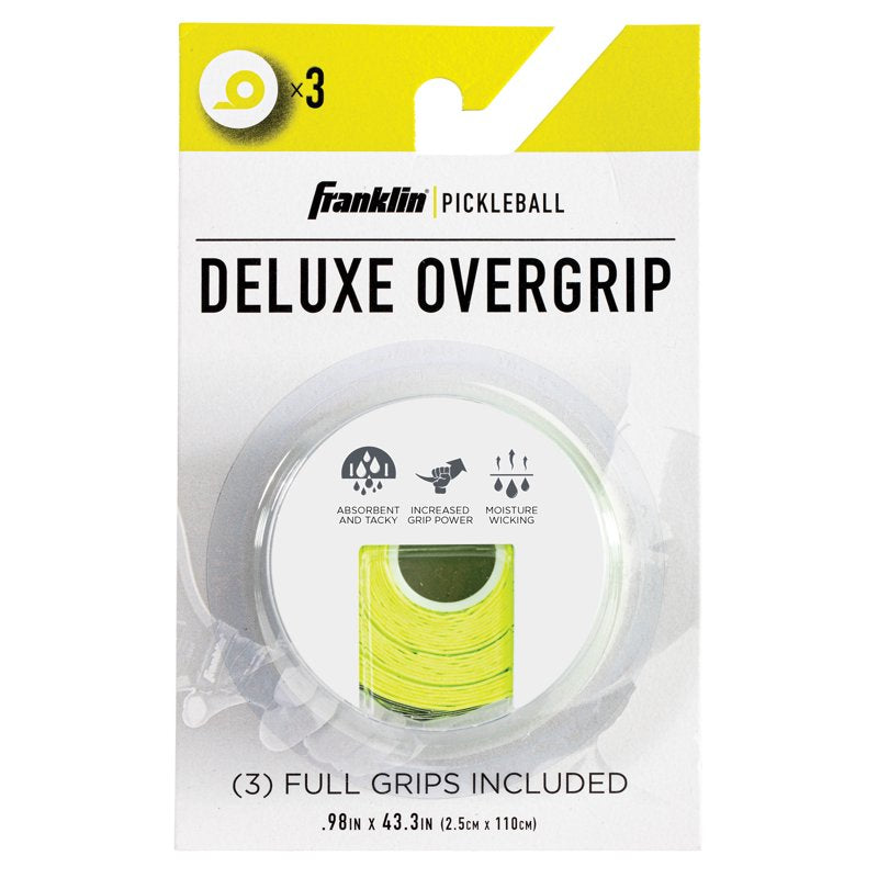 Optic Yellow 3-Pack Franklin Pickleball Paddle Overgrips – Extra Grip, Slight Tackiness