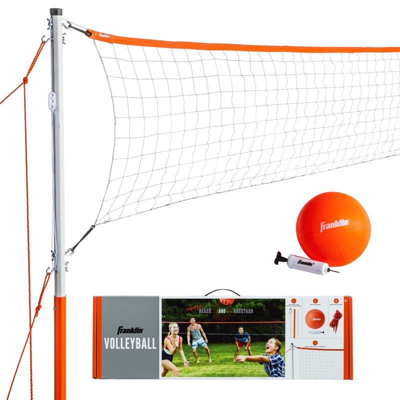 Portable Volleyball Set with Net Ball Pump for Outdoor Fun