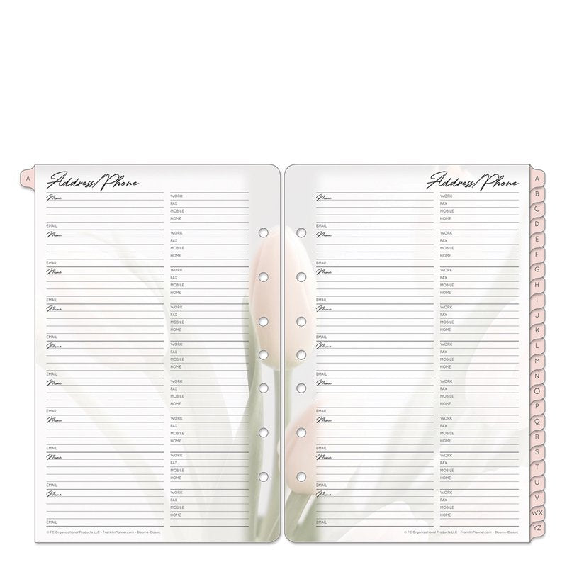 Address & Phone Tab Set for Planners - 24 Classic Size Alphabetized Tabs