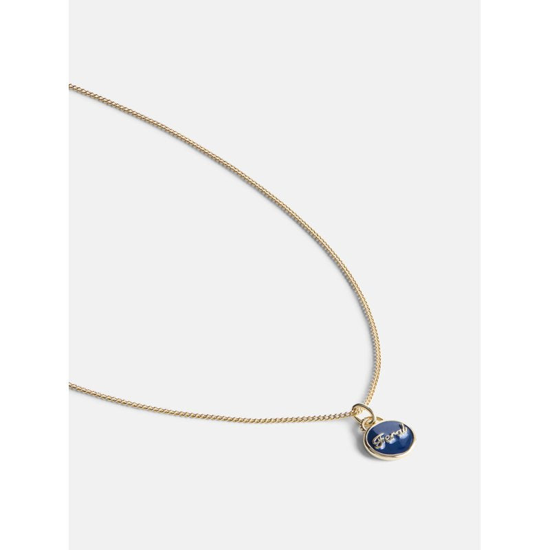 Women's Demi-Fine 14K Gold Plated Pendant Necklace with Blue Enamel - Adjustable 16" + 2" Extender