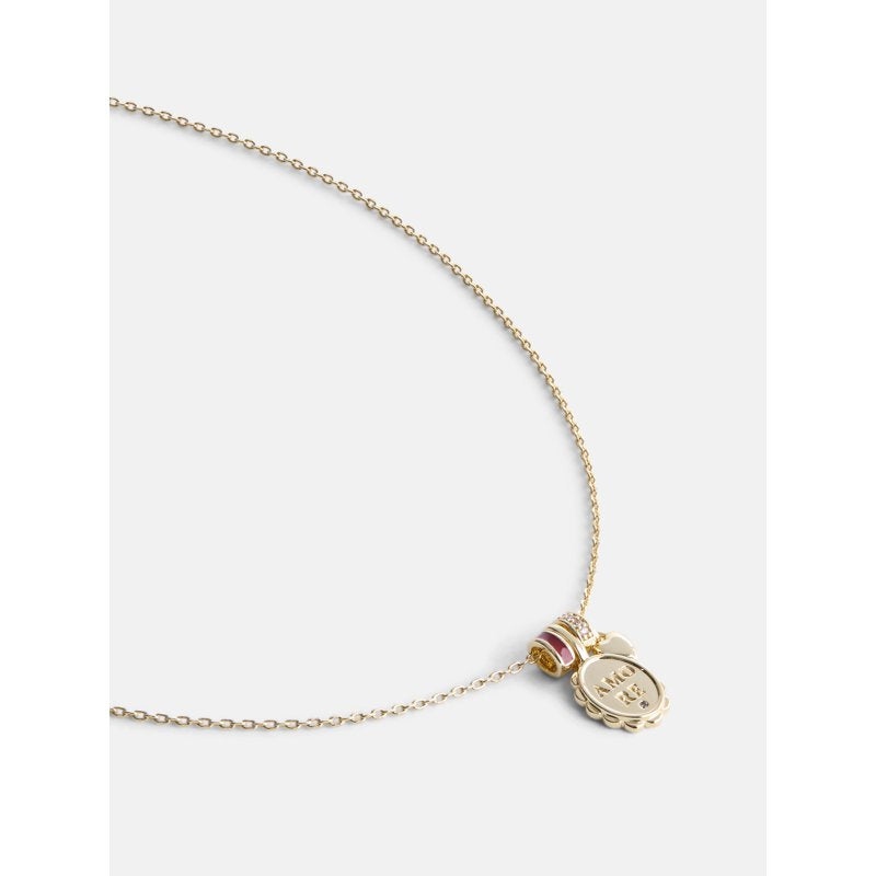 Women's 14K Gold Plated Amore Pendant Necklace with Cubic Zirconia - 16" + 2" Extender