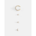 Women's 14K Gold Plated Cuff & Cubic Zirconia Stud Earring Set - 4 Pieces