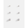 Women's Demi-Fine Gold and Silver Cubic Zirconia Stud Earring Set — 3 Pairs