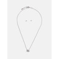 Silver Plated Double Circle Necklace & Cubic Zirconia Stud Earring Set for Women