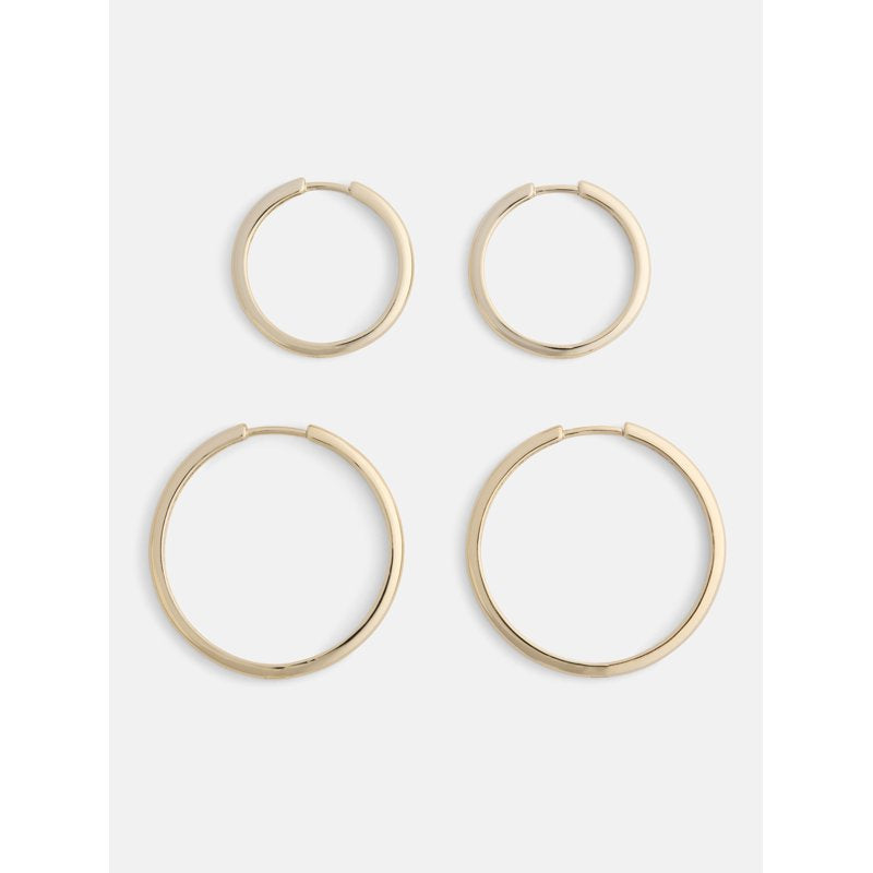 Women's Gold and Silver Hoop Earring Set - Demi-Fine 14K Plated Duo Pairs