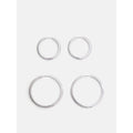 Women's Silver Plated Hoop Earrings Set - 2 Pairs, Demi-Fine Jewelry