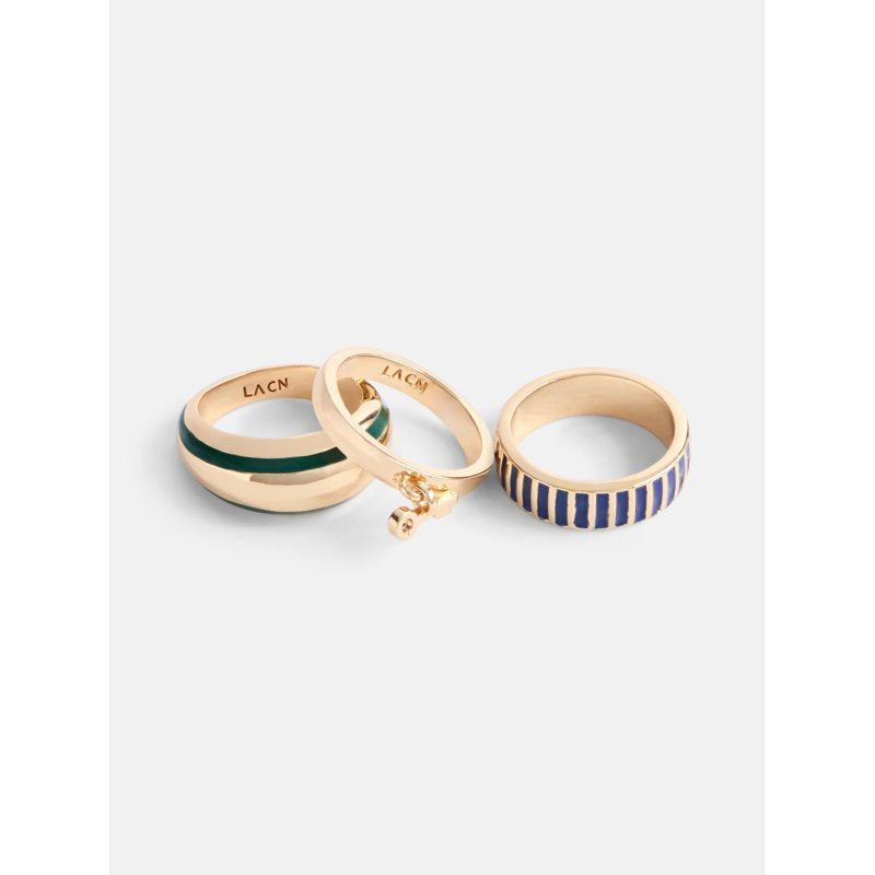 Women's Charm Ring Set - 3-Piece Gold-Tone Stackable Jewelry