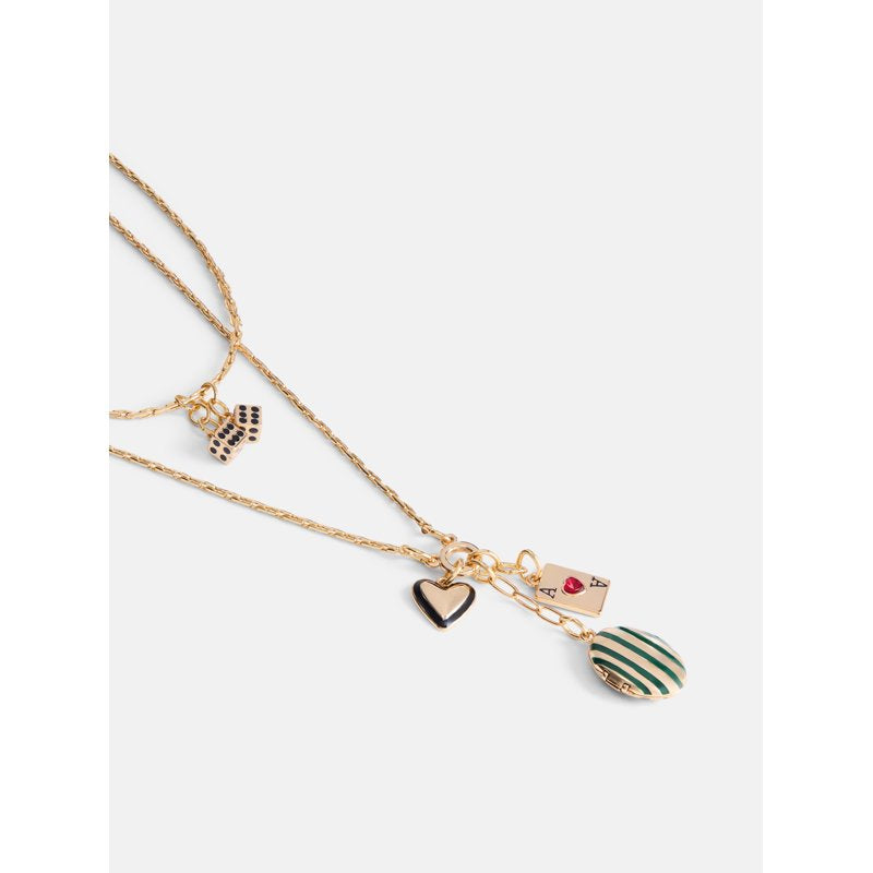 Gold-Tone Layered Charm Necklace with Lockets & Heart Pendants for Women