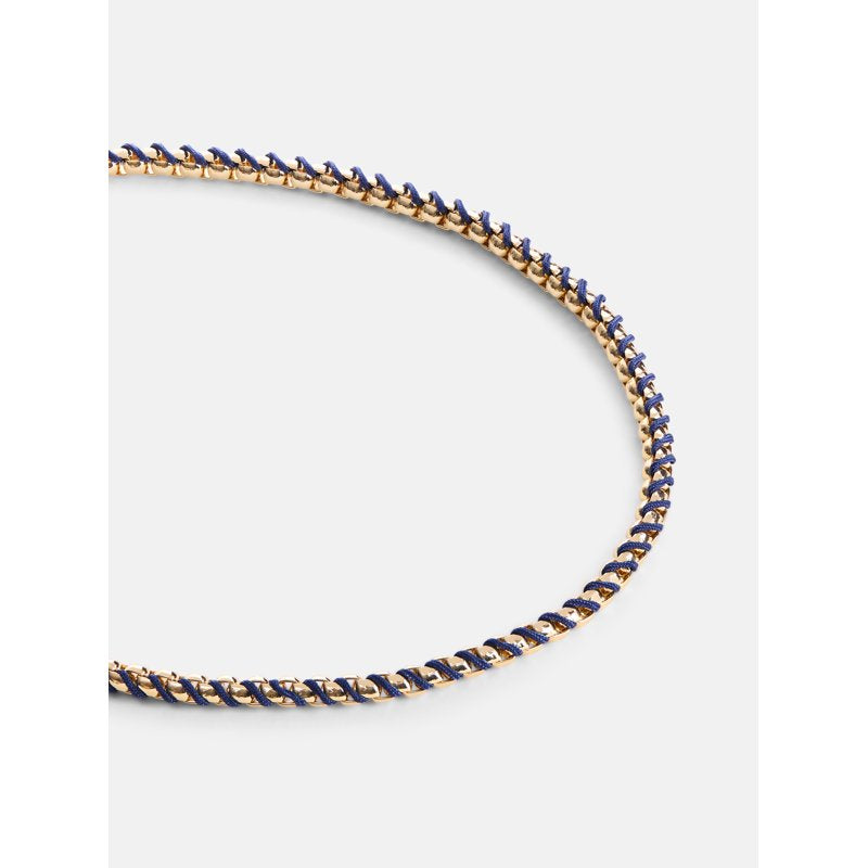 Women's Gold-Tone and Navy Cord Chain Necklace 16 Inch with Extender
