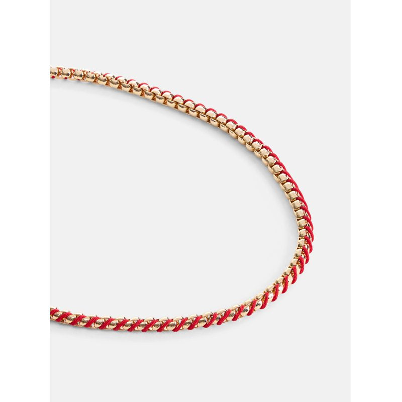 Women's Gold-Tone and Red Cord Chain Necklace - 16 Inch + 3 Inch Extender