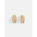 Gold-Tone J-Hoop Earrings for Women - Ribbed Statement Earrings