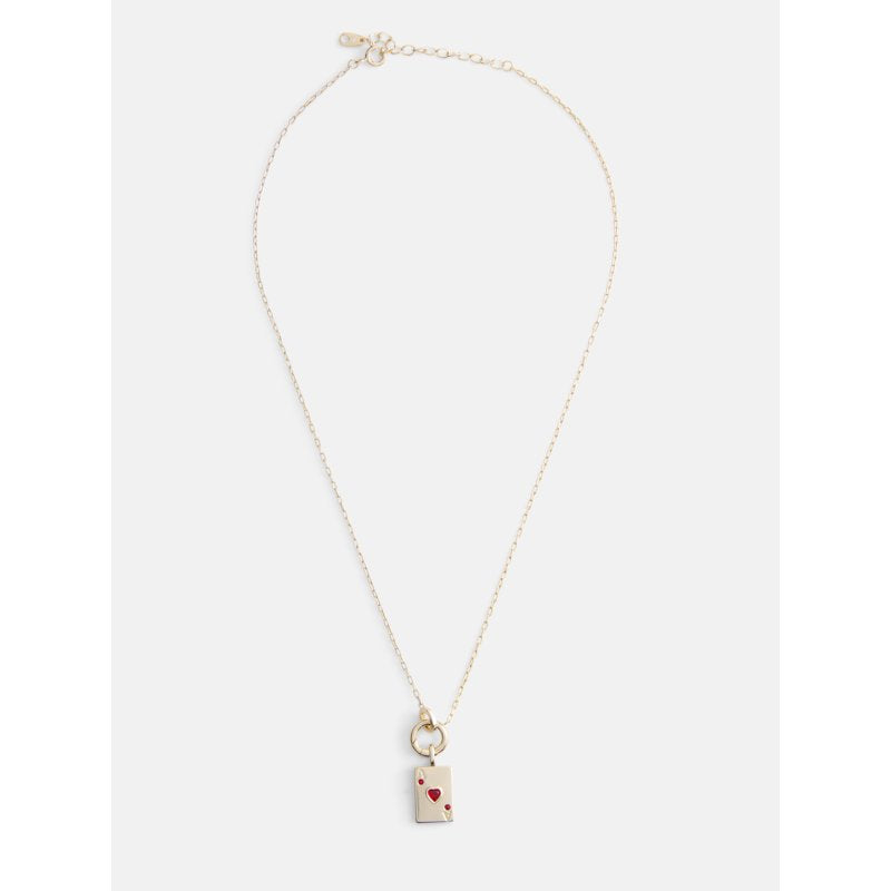 Women's Demi-Fine 14K Gold Plated Playing Card Charm Necklace 16" + 2" Extender