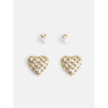 Women's Gold Plated Heart & Pearl Earring Set - Hypoallergenic Jewelry Gift