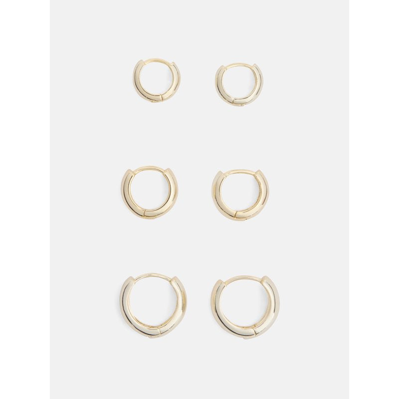 Women's Demi-Fine 14K Gold Plated Hoop Earring Set - 3 Pairs, Jewelry Gift