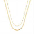 Gold & Silver 14K Gold Plated Layered Necklace Set for Women - 2 Pieces, 15-16 Inch with Extenders